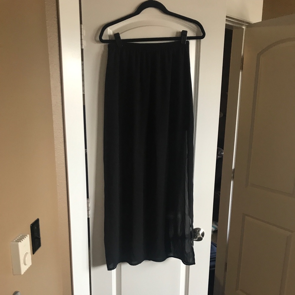 Black maxi skirt with short layer underneath